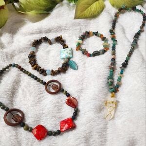 Handmade synthetic stone beaded bracelets and necklaces